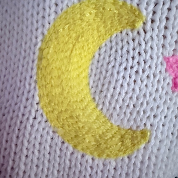 Lilly Pulitzer White V-Neck Sweater with Pink and Yellow Accents - Picture 4 of 6